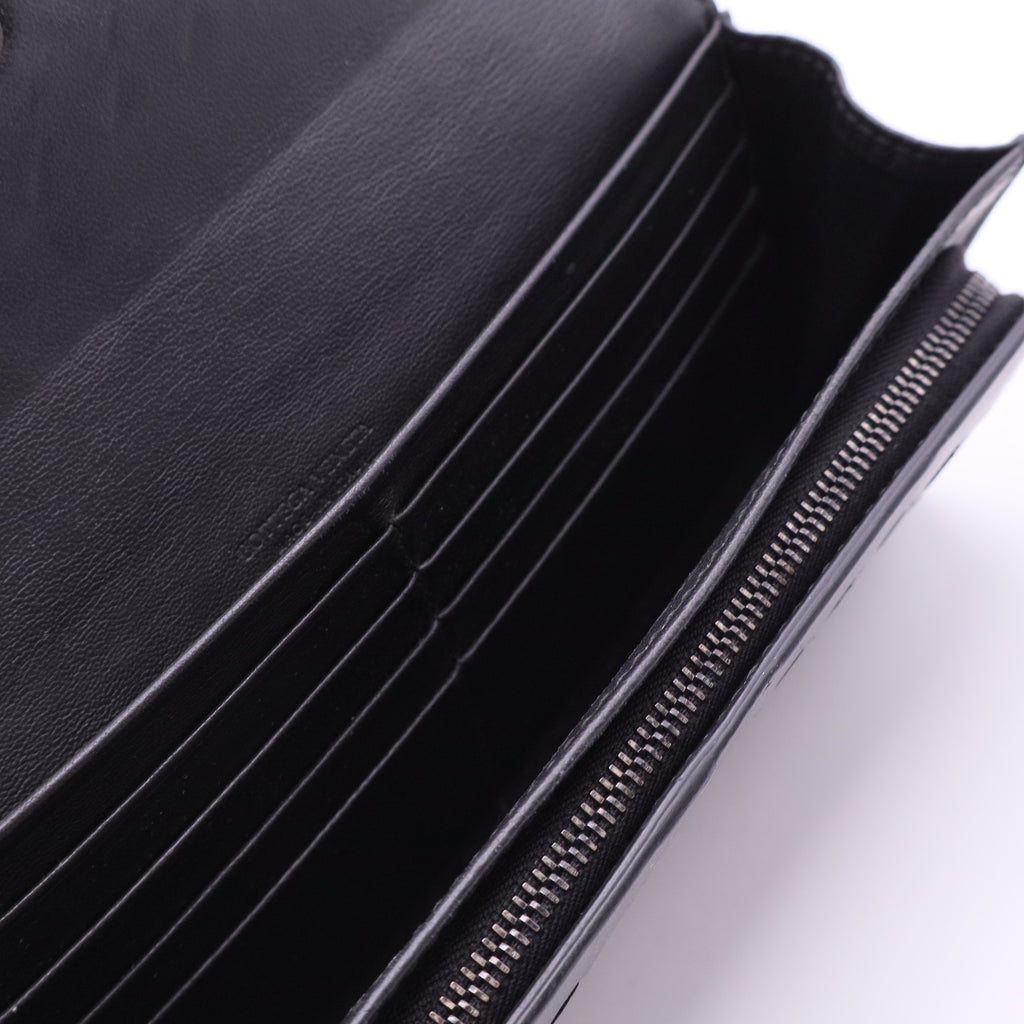 Intrecciato Weave Continental Wallet Black