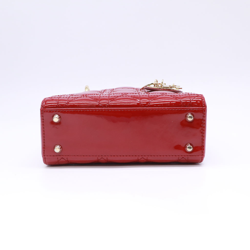 Patent Cannage Mini Lady Dior Red B23821