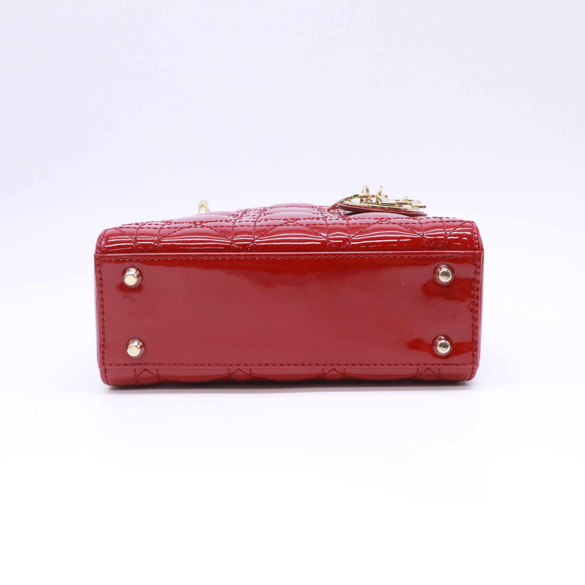 Patent Cannage Mini Lady Dior Red B23821