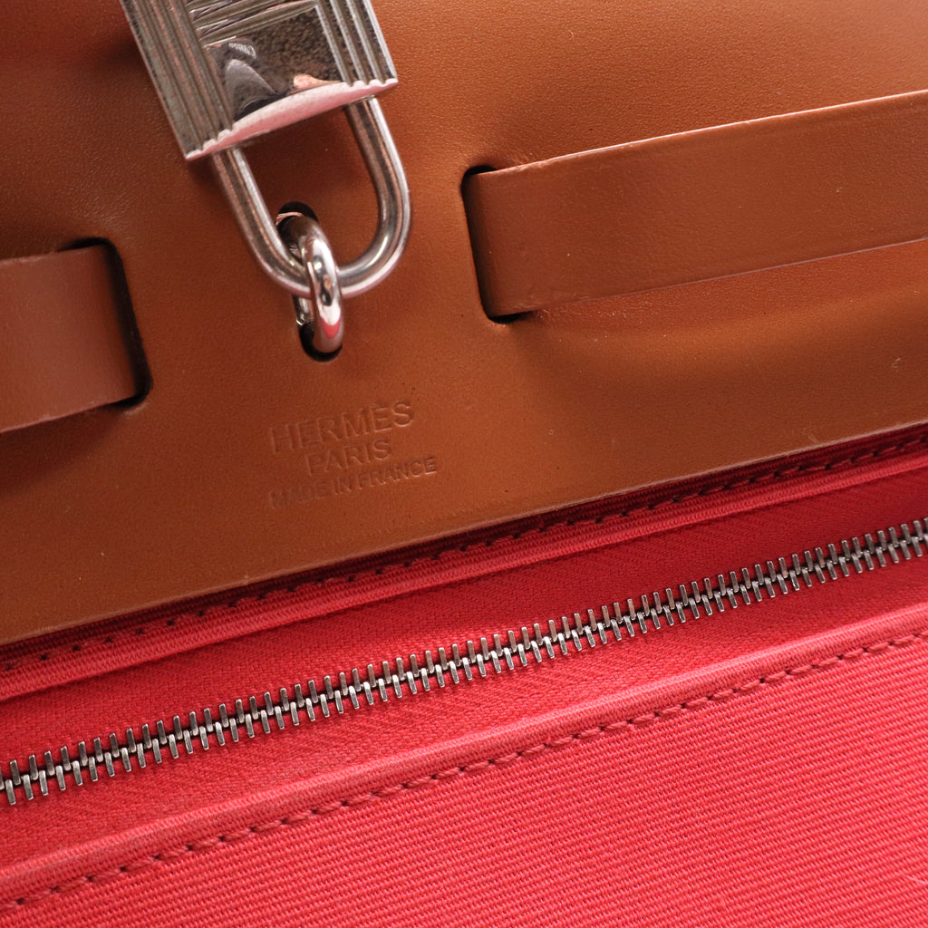 Hermès Toile H Berline Vache Hunter Herbag Zip 31 PM Capucine Fauve Twins LDJ2683