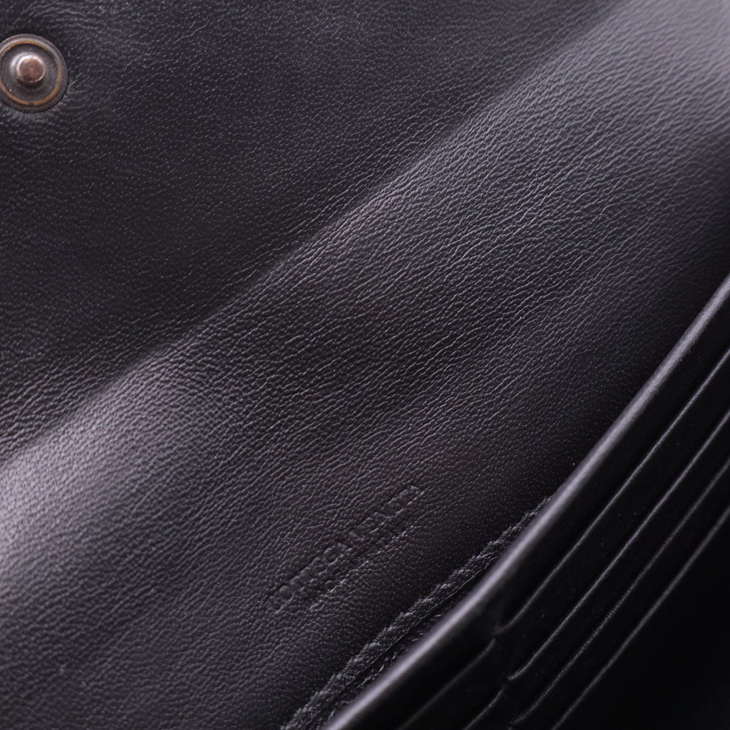 Intrecciato Weave Continental Wallet Black