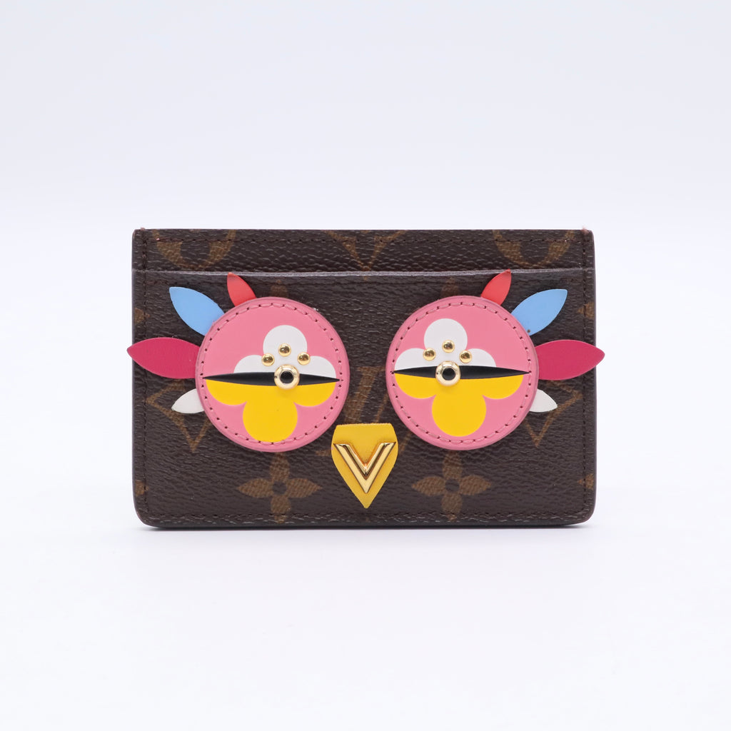 Monogram Canvas Owl Card Holder Twins LDJ3510