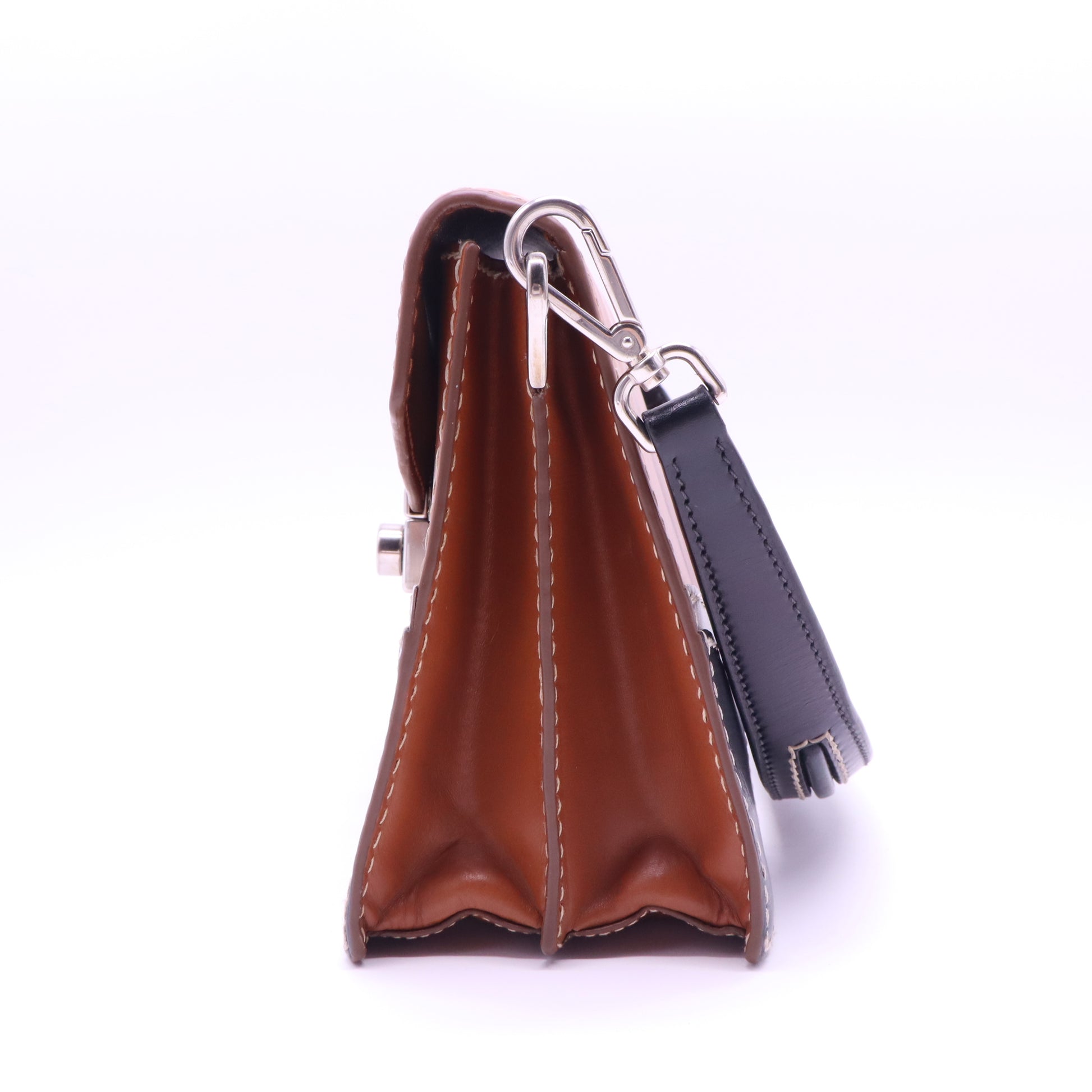 Prada Tri Color Vitello Leather Flap Top Handle Bag B21346