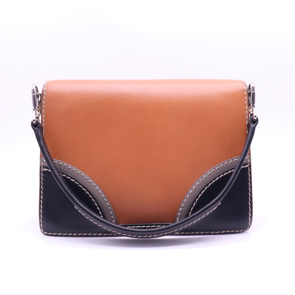 Prada Tri Color Vitello Leather Flap Top Handle Bag B21346