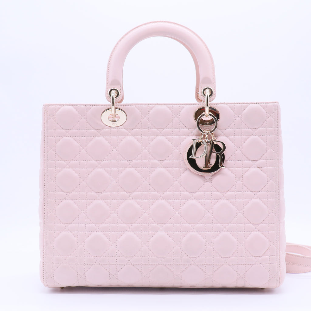 Lambskin Cannage Large Lady Dior Light Pink