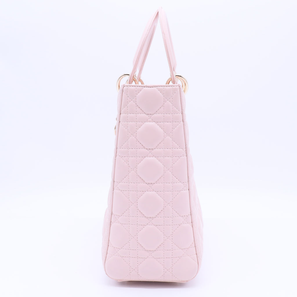 Lambskin Cannage Large Lady Dior Light Pink