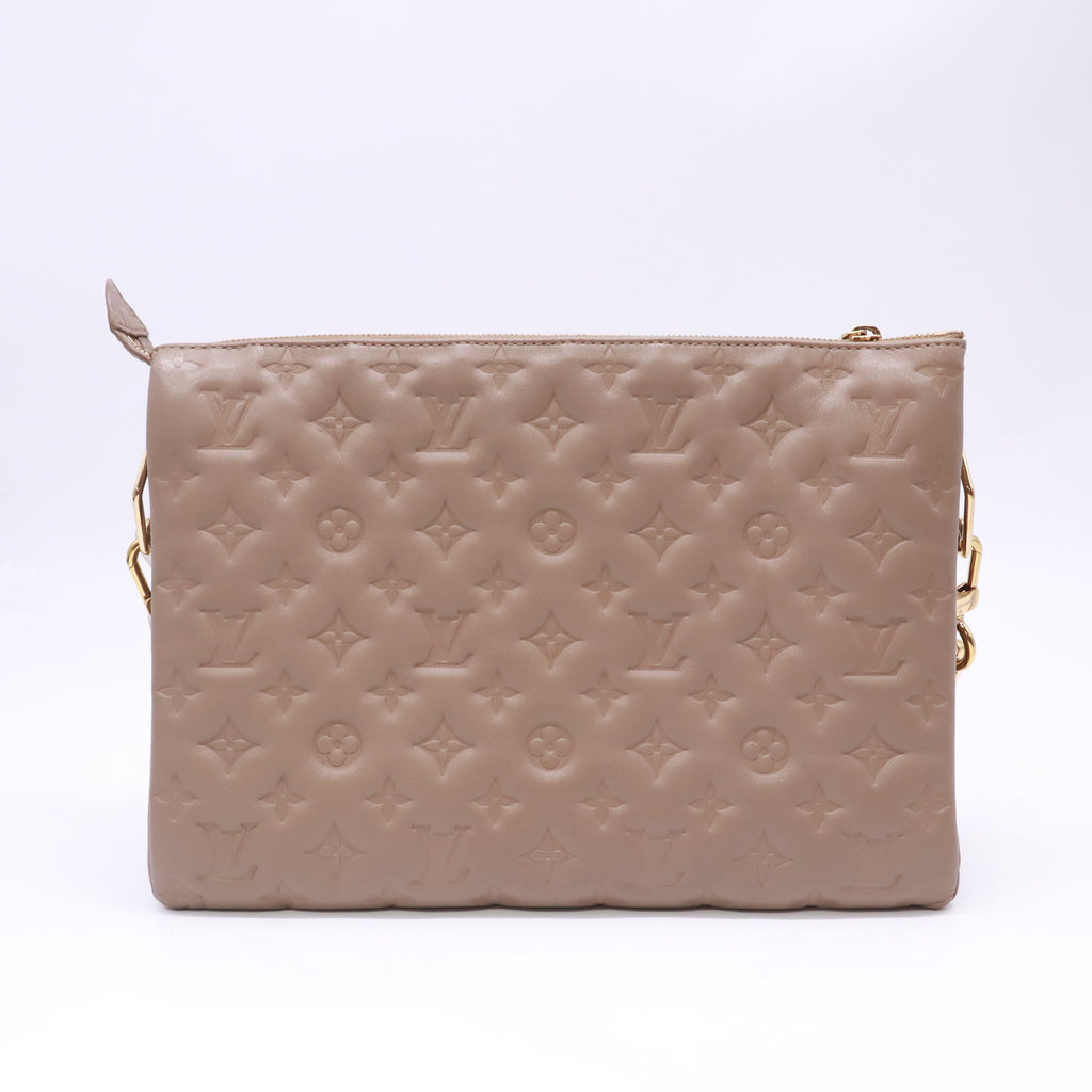 Lambskin Embossed Monogram Coussin MM Taupe B23705