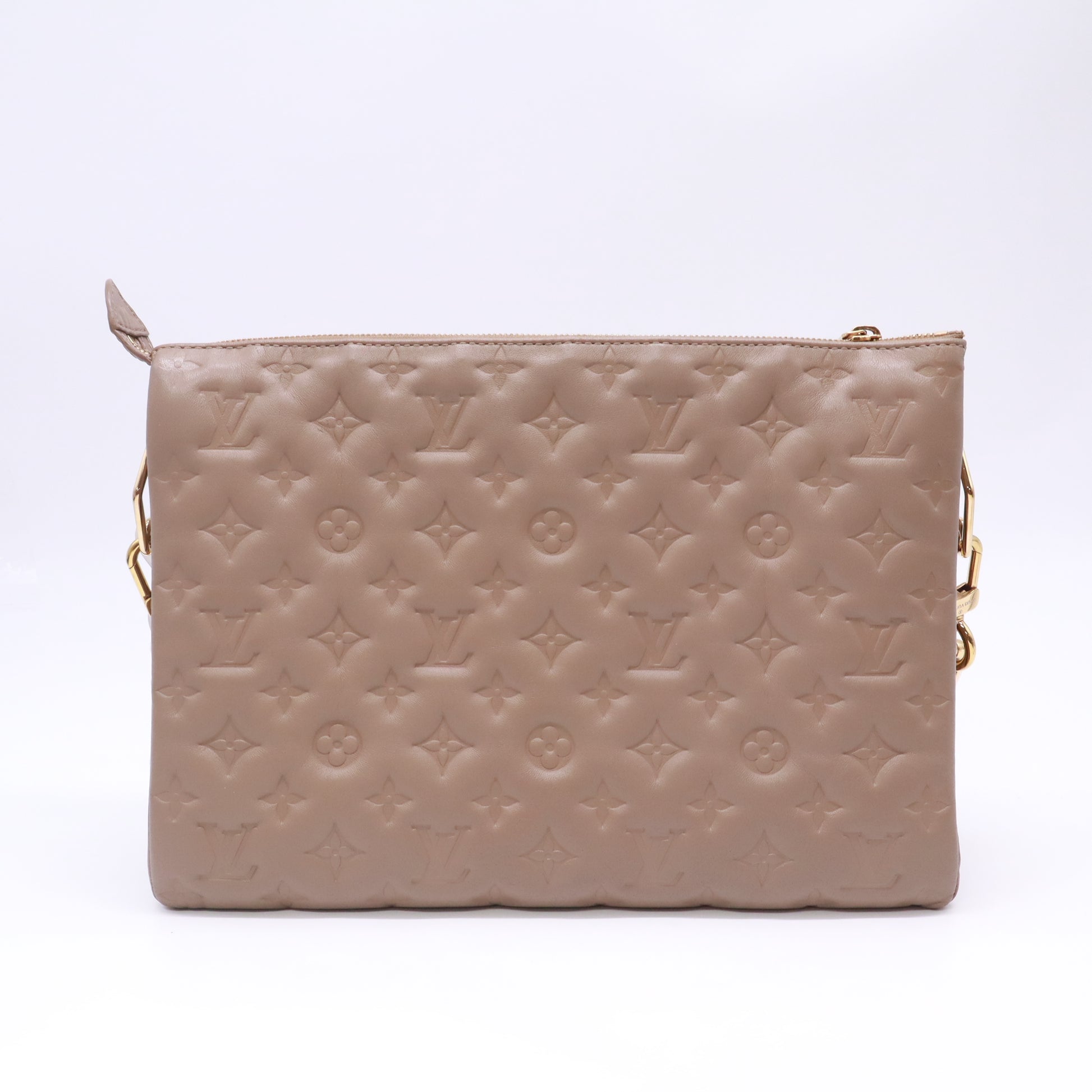 Lambskin Embossed Monogram Coussin MM Taupe B23705