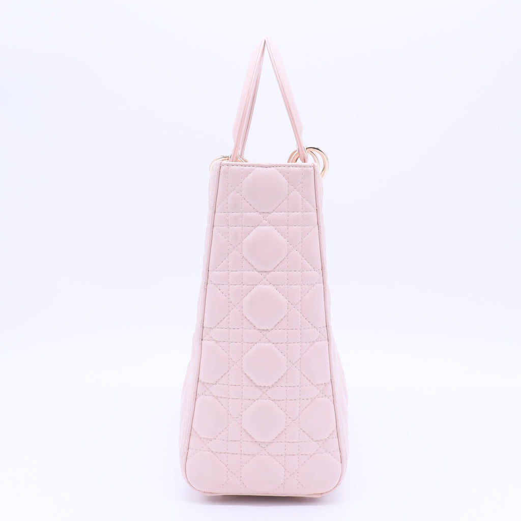 Lambskin Cannage Large Lady Dior Light Pink