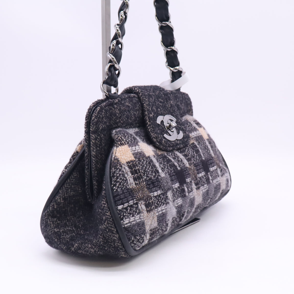 Wool Tweed Frame Bag Grey Multicolor B24824