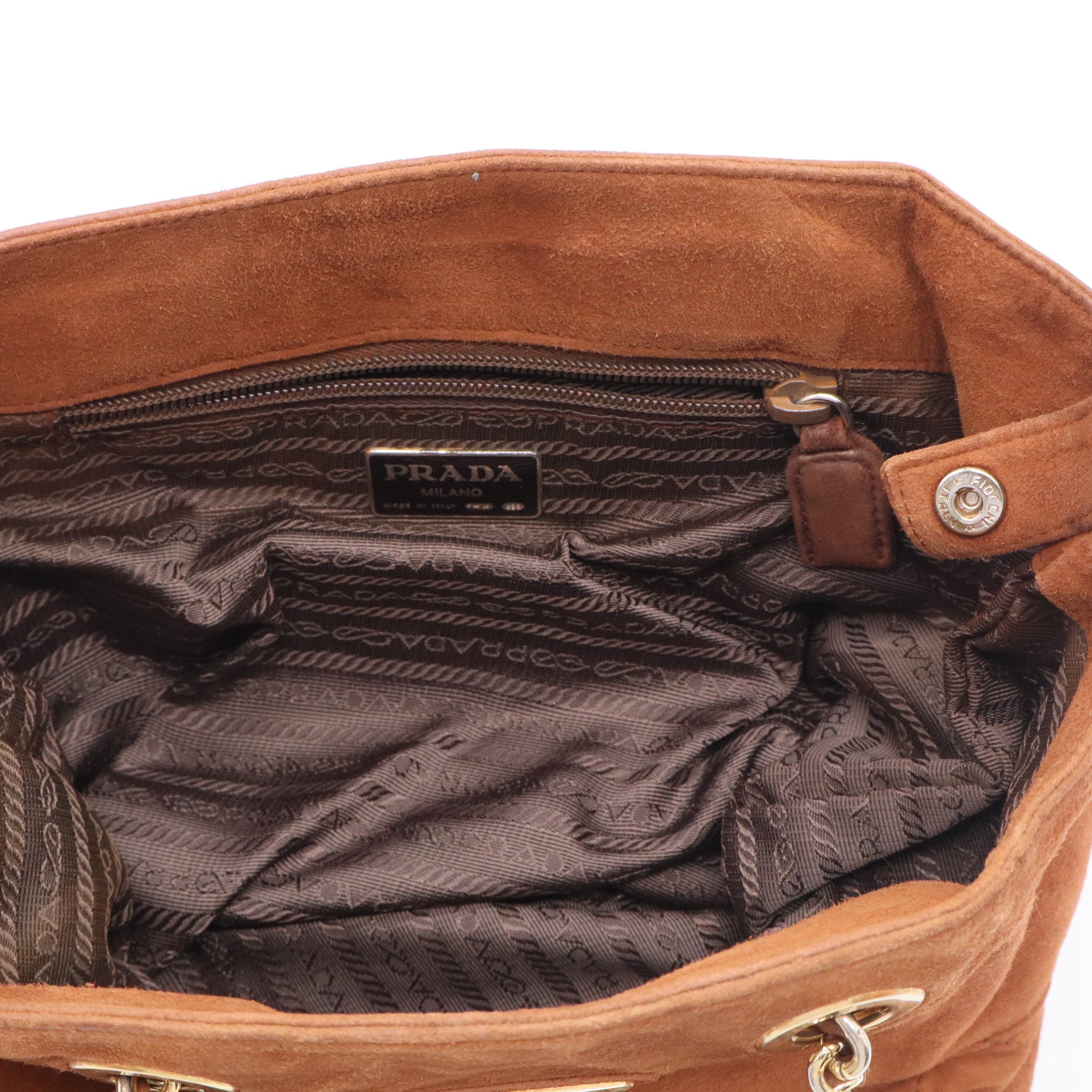 Quilted Brown Suede Chain Shoulder Bag