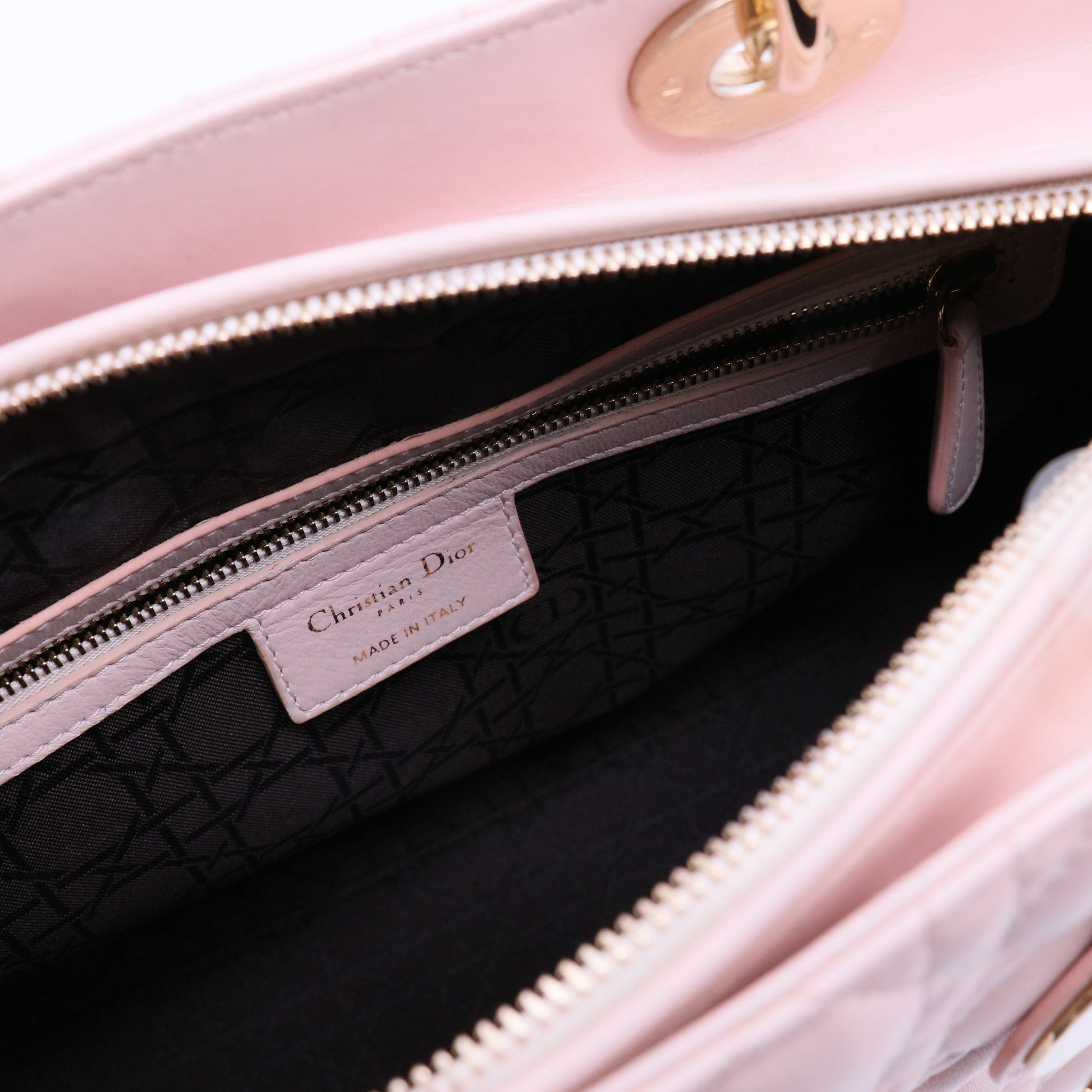 Lambskin Cannage Large Lady Dior Light Pink