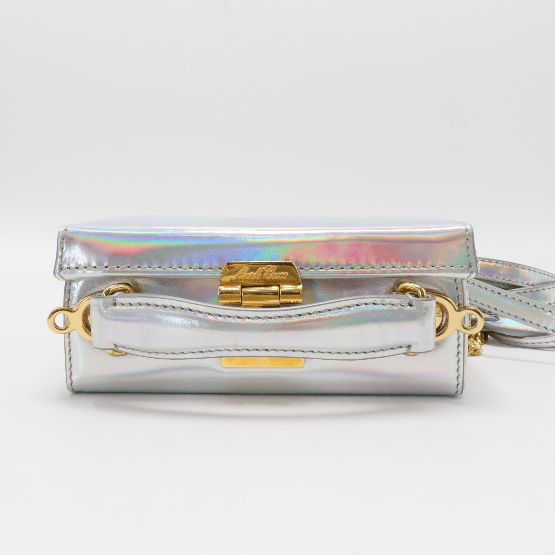 'Mini Grace' Holographic Leather Box Clutch