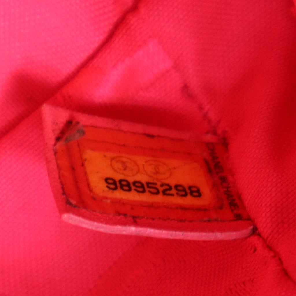 CC Cambon Line Leather Tote Handbag Black White Silver