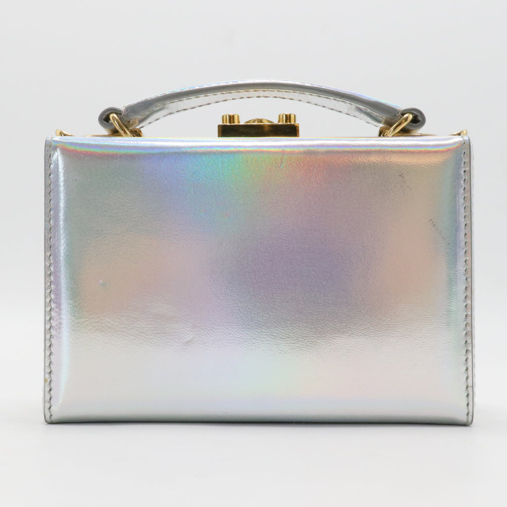 'Mini Grace' Holographic Leather Box Clutch