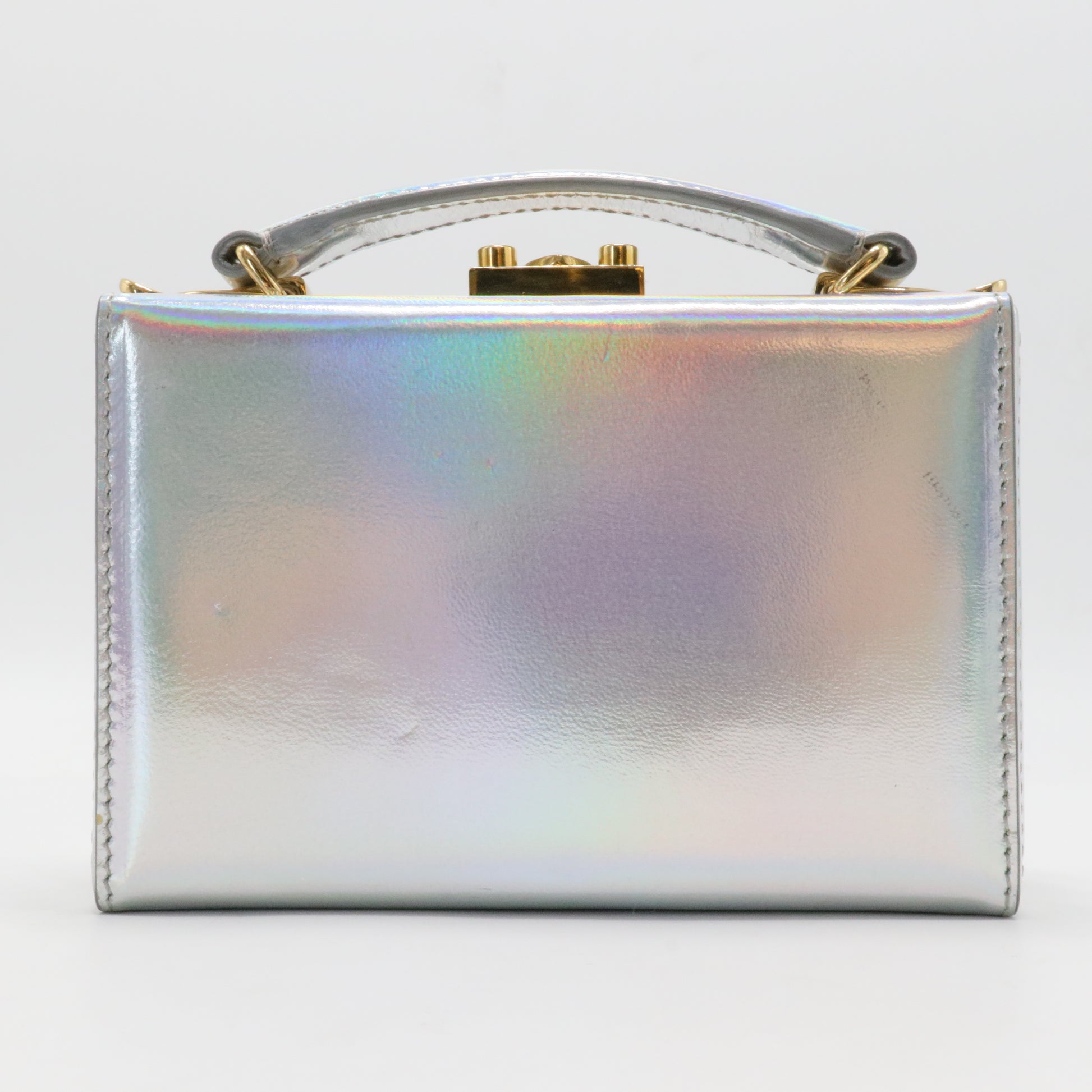 'Mini Grace' Holographic Leather Box Clutch