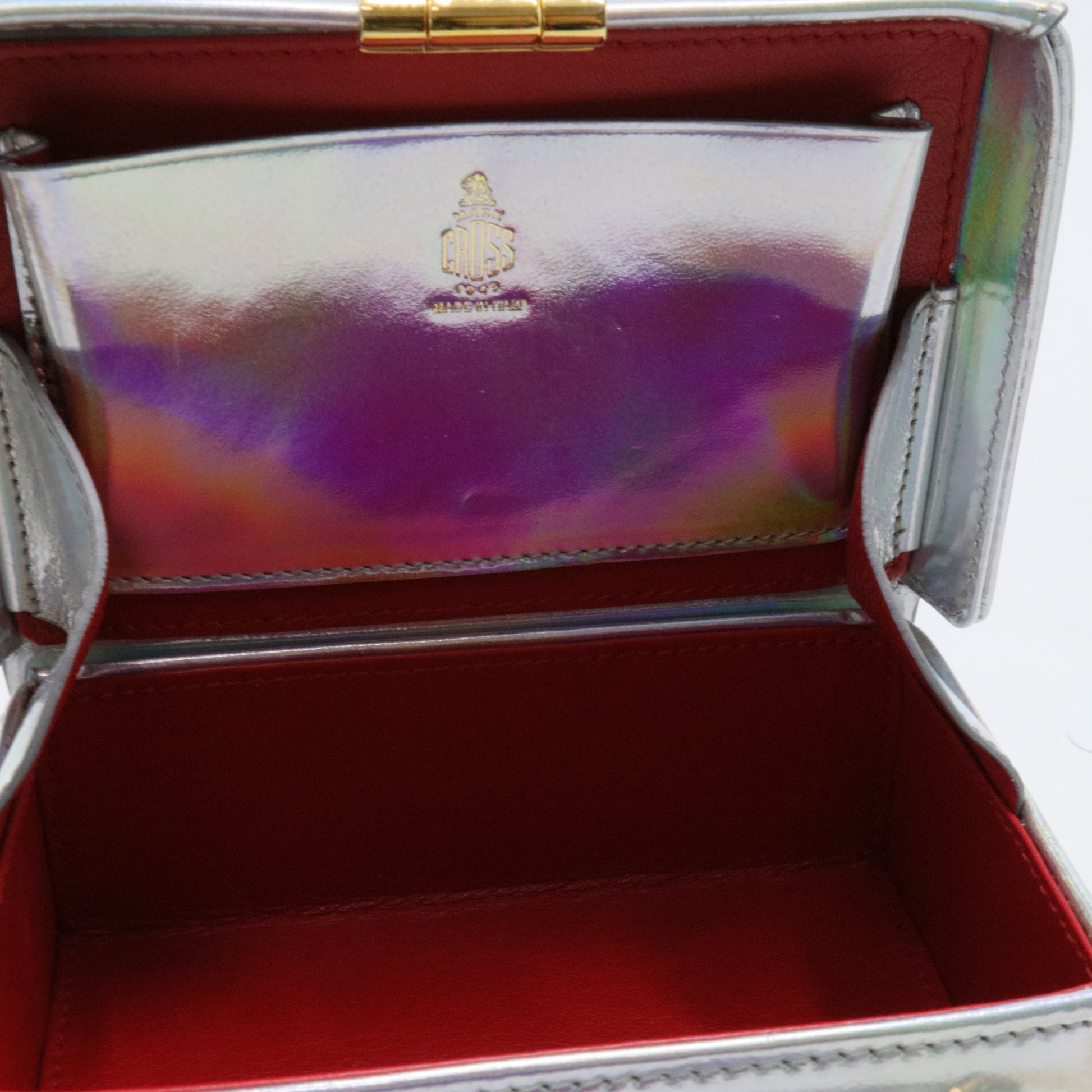 'Mini Grace' Holographic Leather Box Clutch