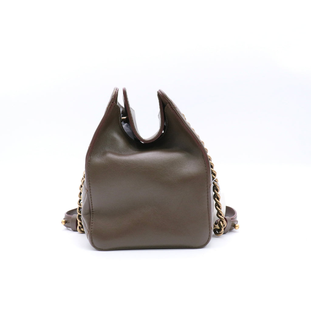 Calfskin Quilted Perfect Edge Tote Brown twins