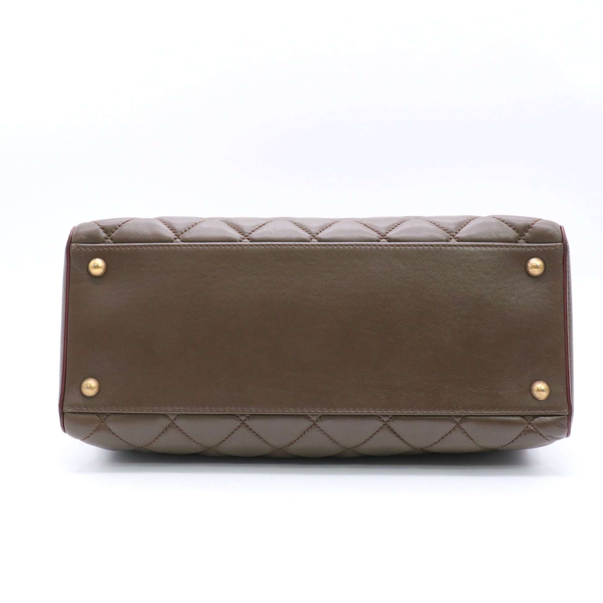 Calfskin Quilted Perfect Edge Tote Brown twins