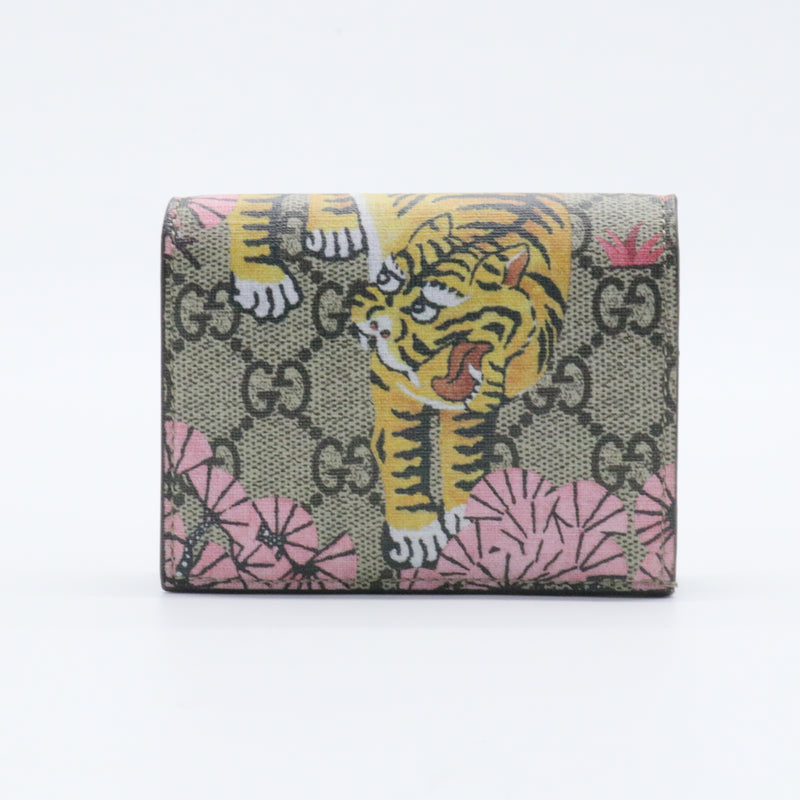 GG Supreme Monogram Bengal Card Case Beige Pink