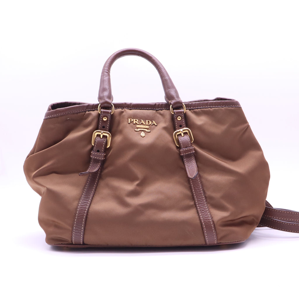 Prada Tessuto Nylon and Vitello Daino Leather Tote Bag B21368