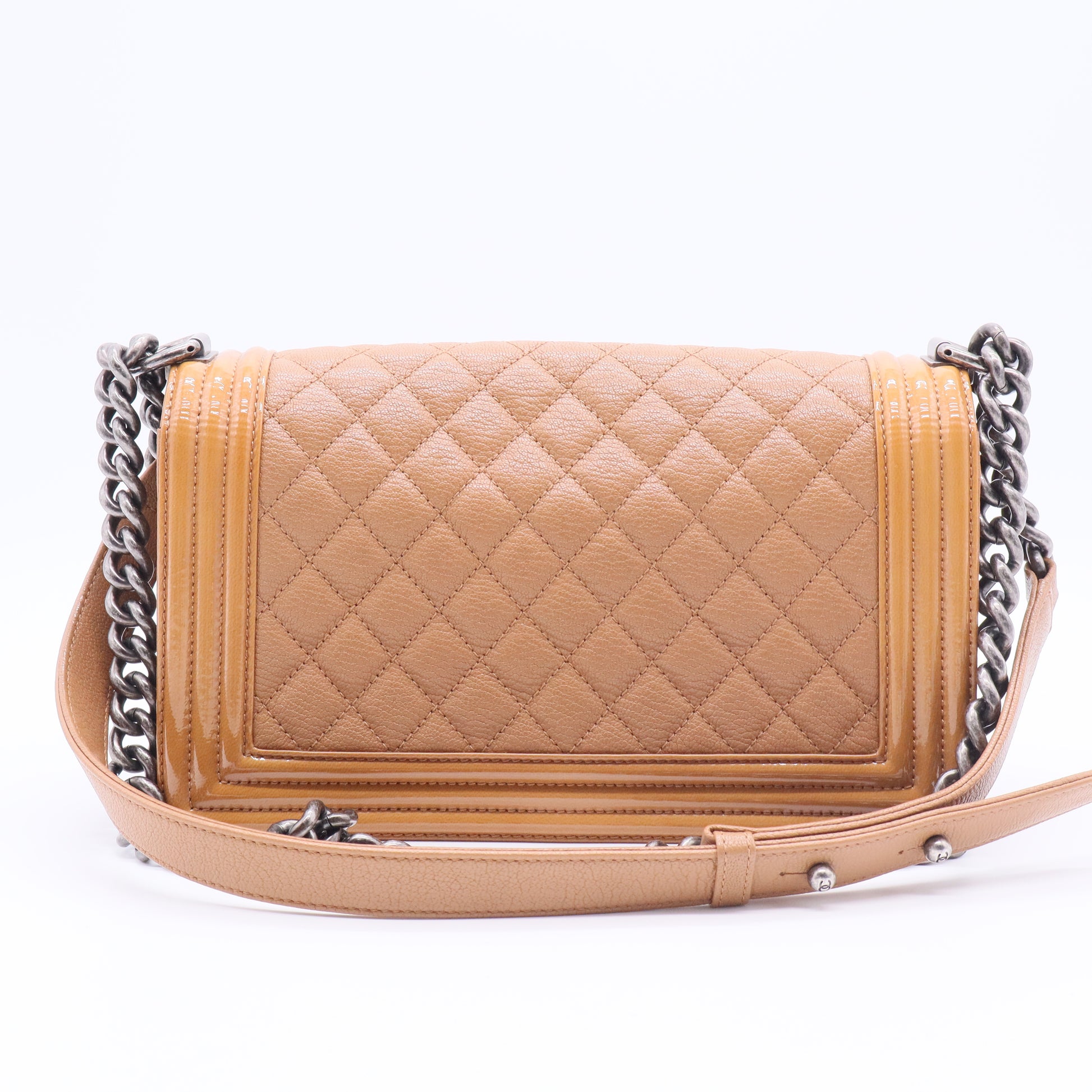 Caviar Quilted Medium Boy Flap Light Brown for gisel