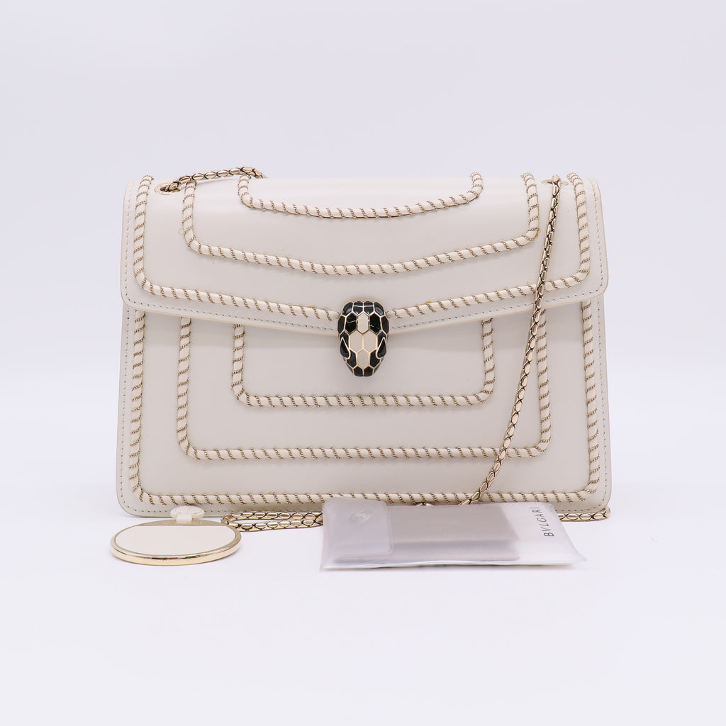 Serpenti Forever Square Shoulder Bag Leather Large twins LDJ4858
