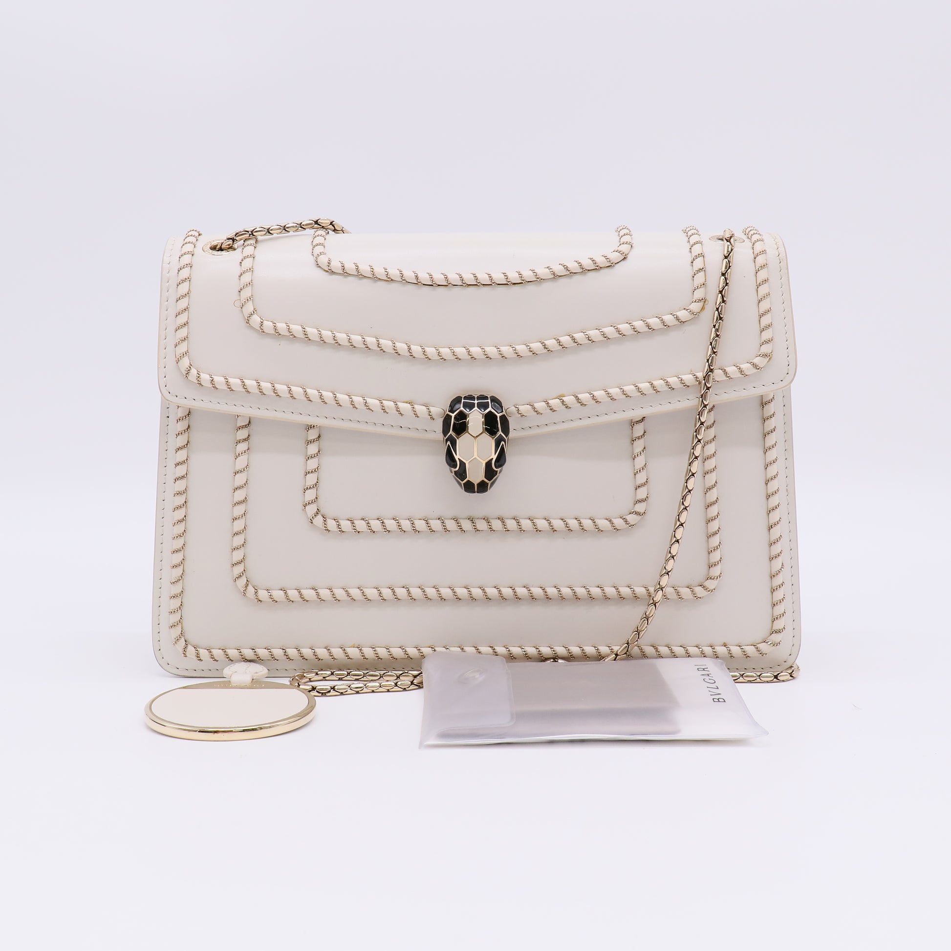 Serpenti Forever Square Shoulder Bag Leather Large twins LDJ4858