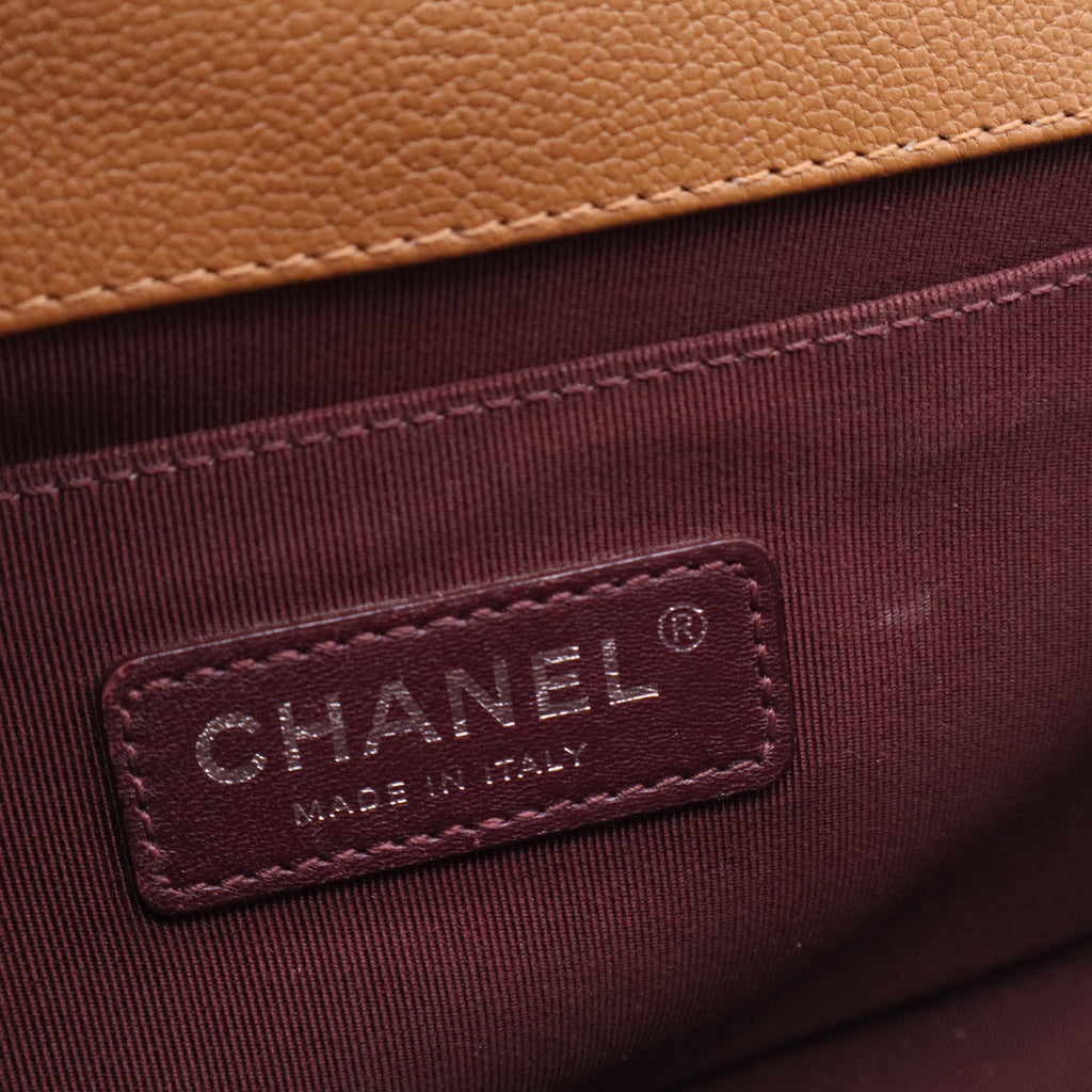 Caviar Quilted Medium Boy Flap Light Brown for gisel