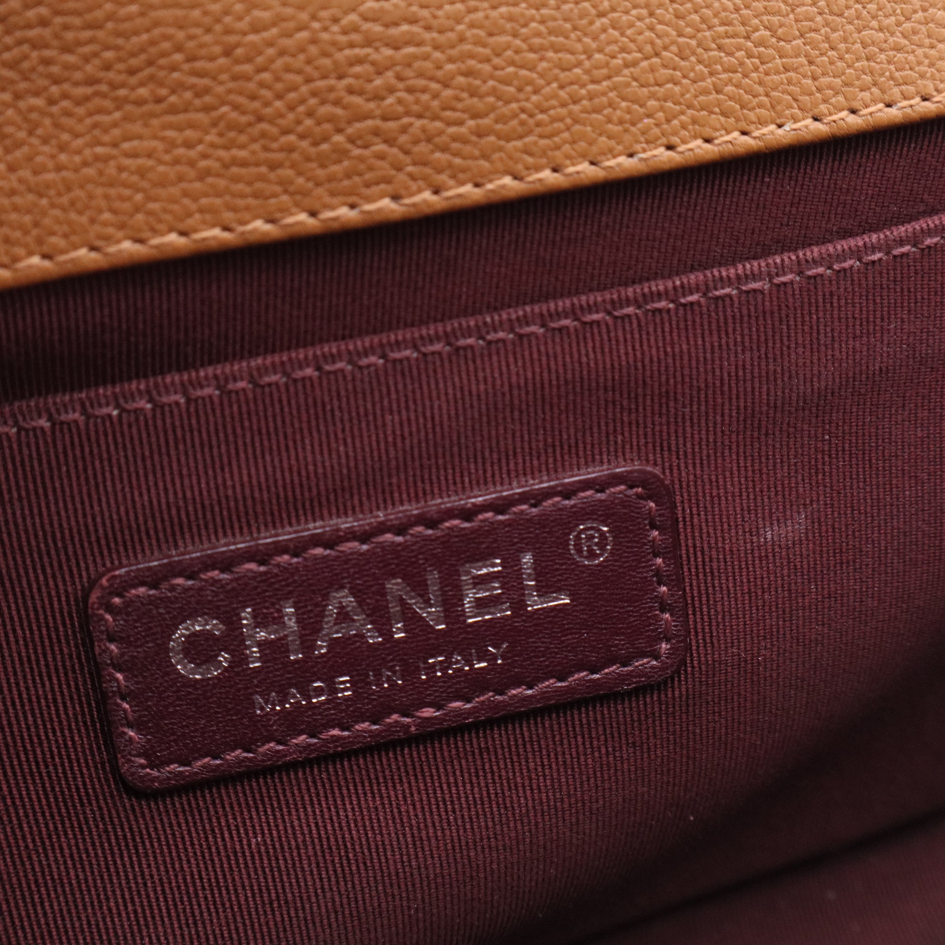 Caviar Quilted Medium Boy Flap Light Brown for gisel