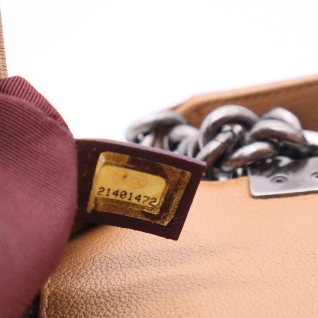 Caviar Quilted Medium Boy Flap Light Brown for gisel