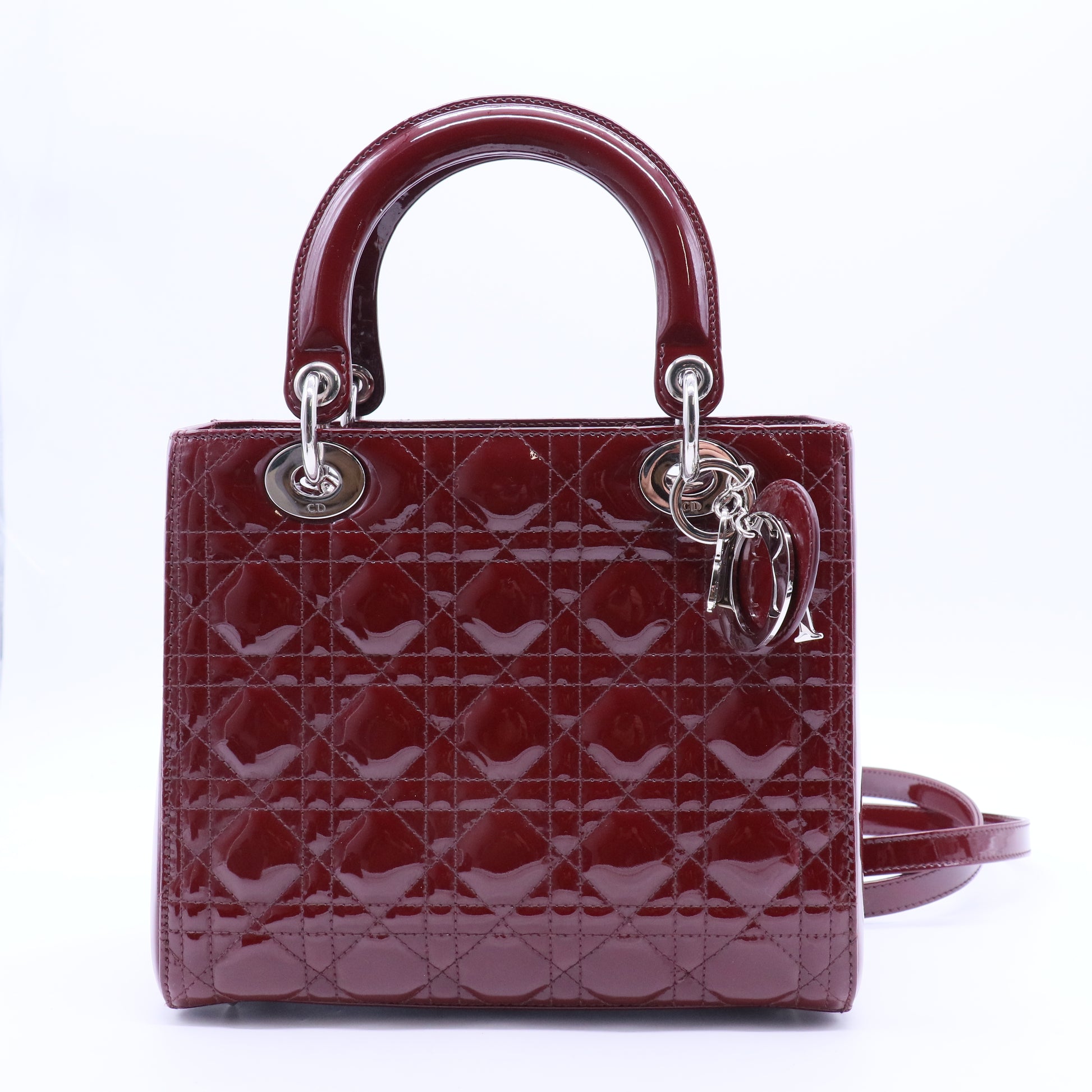 Lady Dior Bag Cannage Quilt Patent Medium