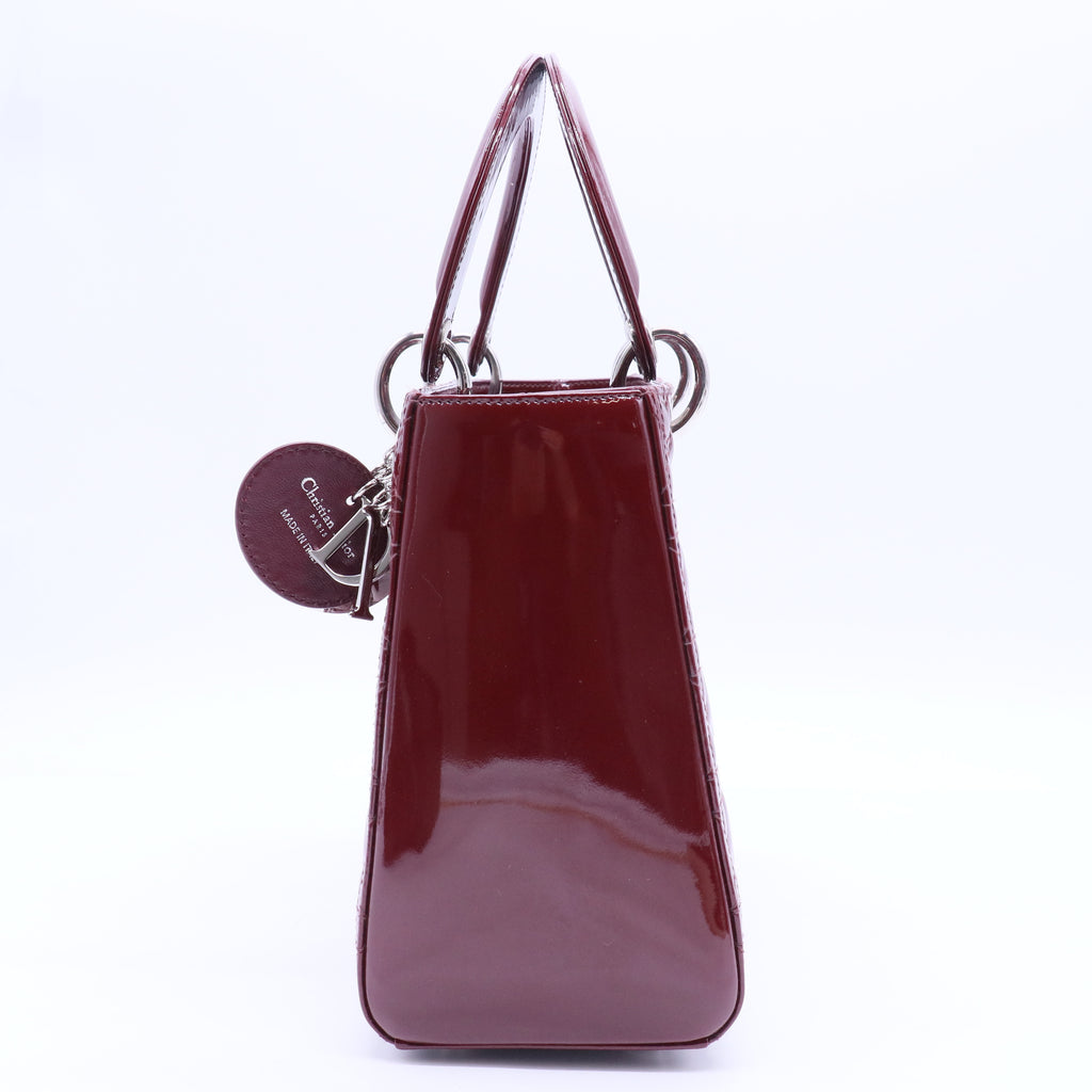 Lady Dior Bag Cannage Quilt Patent Medium