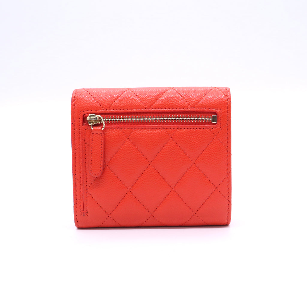 Chanel CC Compact Classic Flap Wallet Quilted Caviar twins LDJ3491
