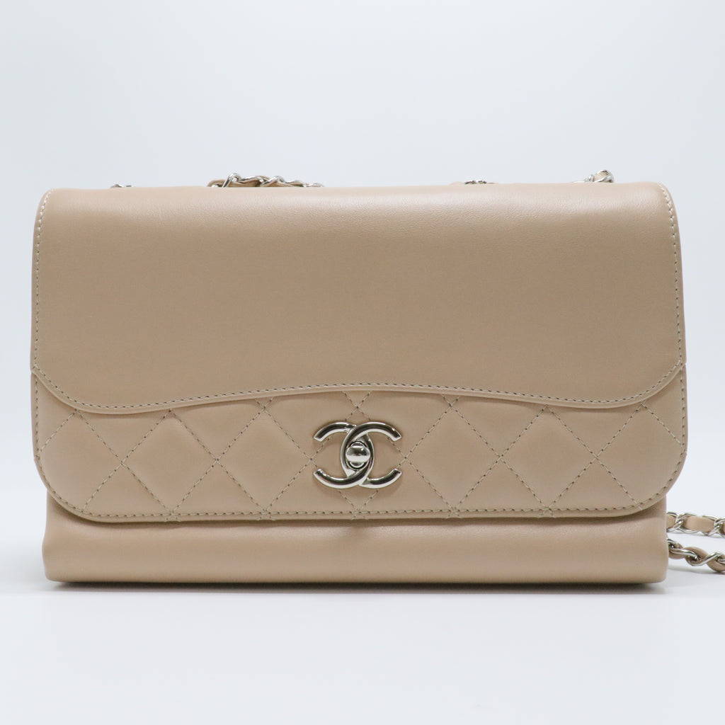 Calfskin Small Tramezzo Flap Beige