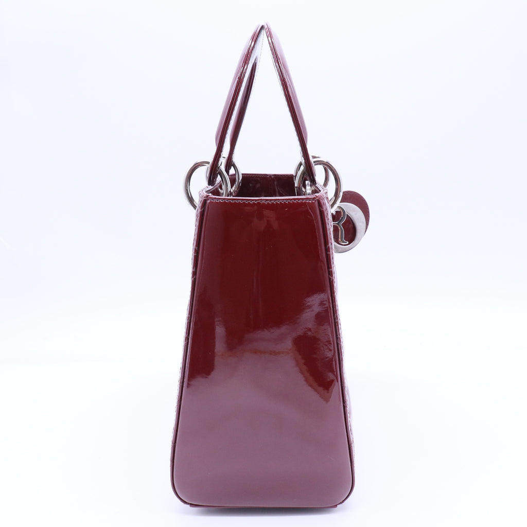Lady Dior Bag Cannage Quilt Patent Medium