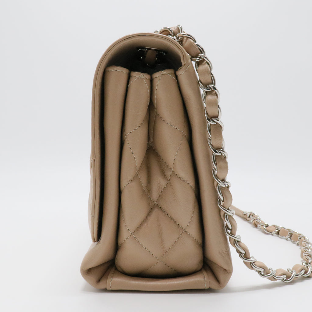 Calfskin Small Tramezzo Flap Beige