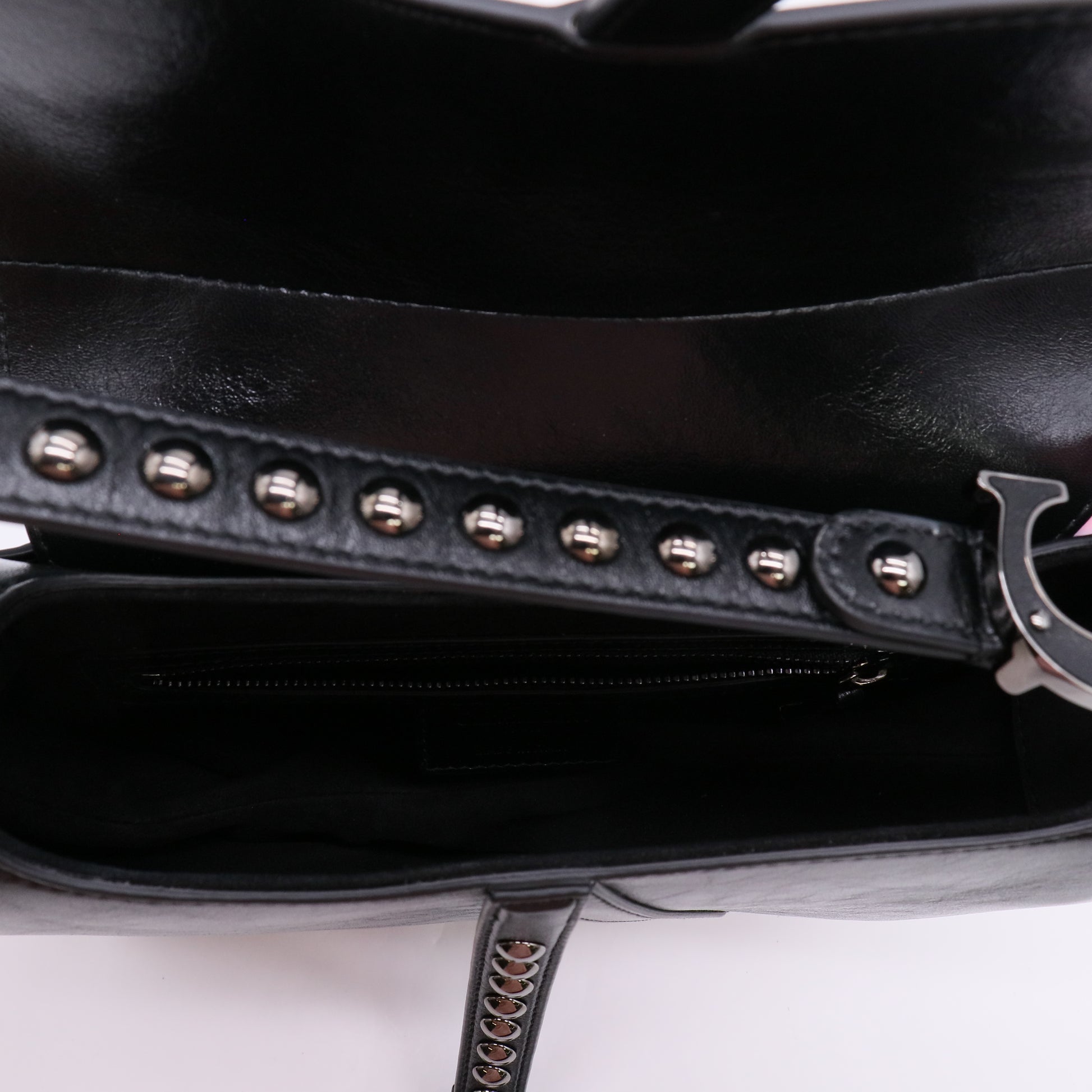 Christian Dior Shiny Crinkled Calfskin Studded Saddle Bag twins LDJ4859