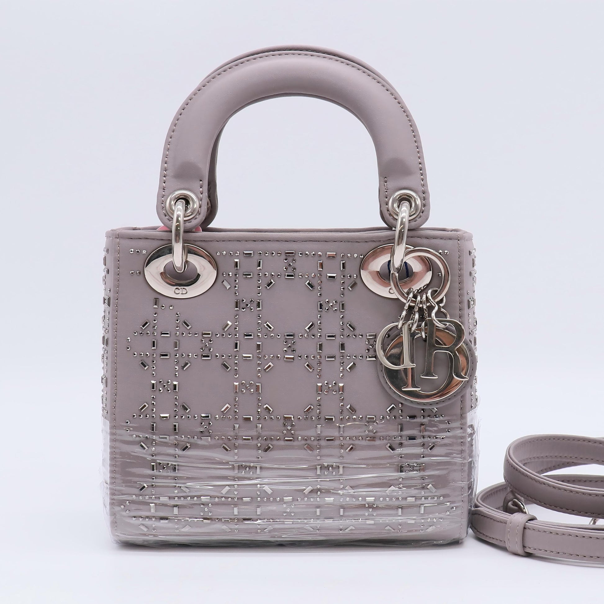 Lady Dior Bag Crystal Embellished Cannage Quilt Satin Mini twins LDJ4861