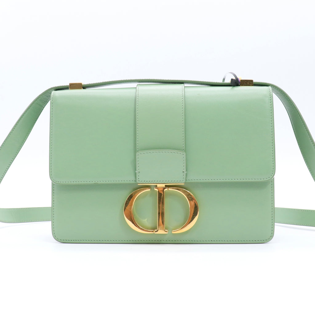 Smooth Calfskin 30 Montaigne Flap Bag Mint Green twins