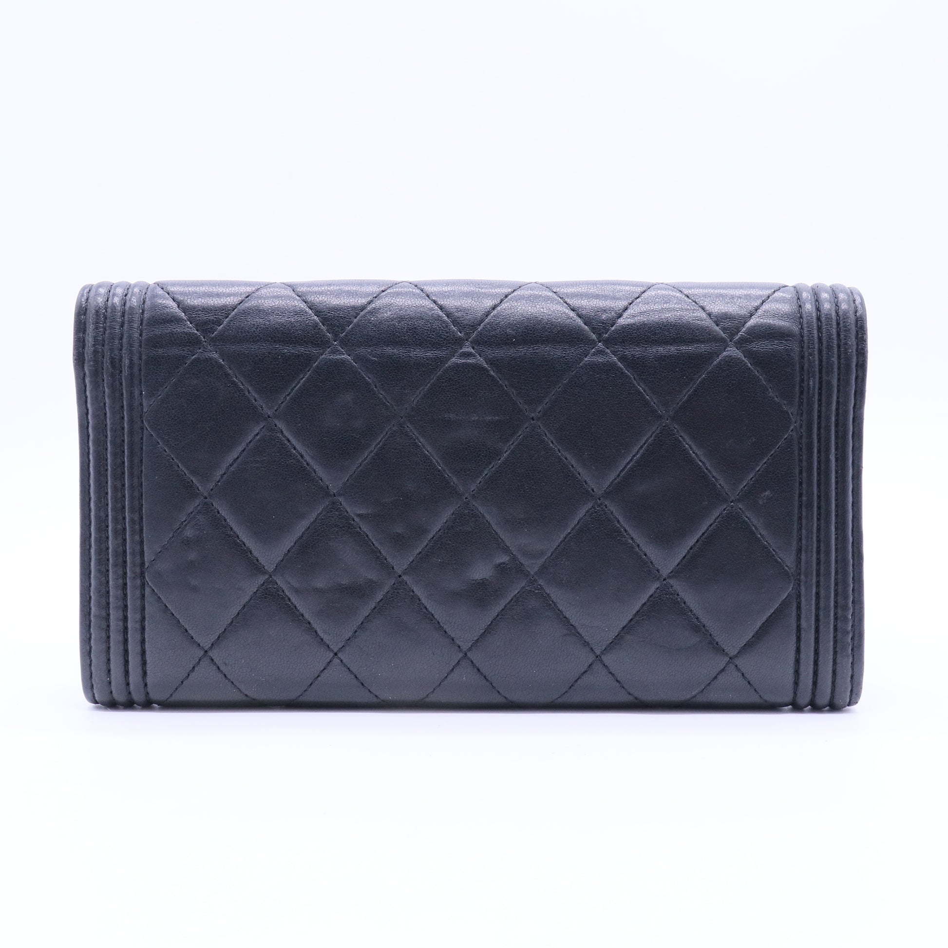 Boy Long Flap Wallet | Black Lambskin twins