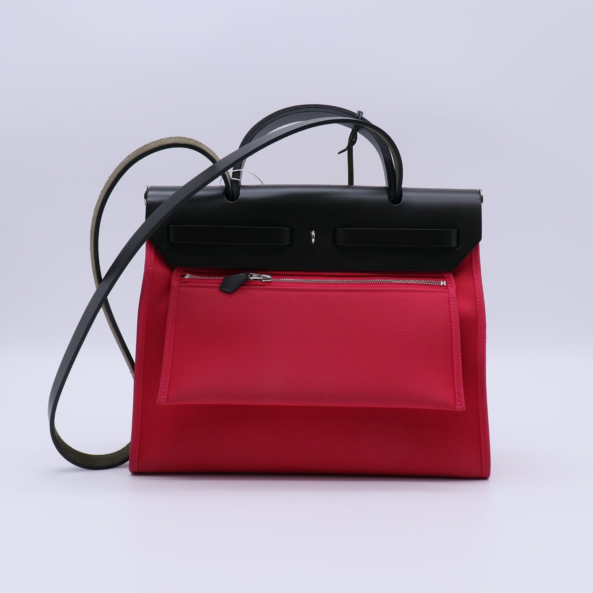 Hermes Vache Hunter Toile Herbag Zip 31 PM Rose Extreme Kaki twins