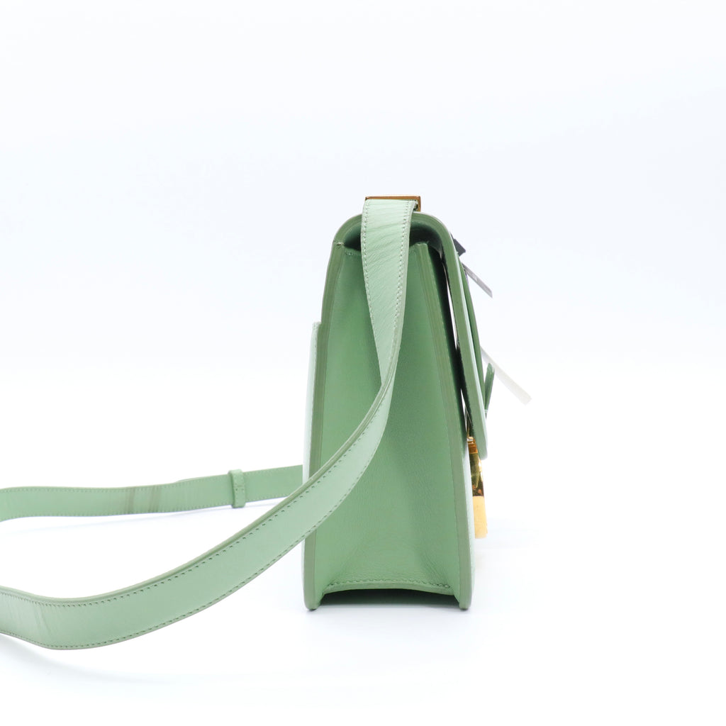 Smooth Calfskin 30 Montaigne Flap Bag Mint Green twins