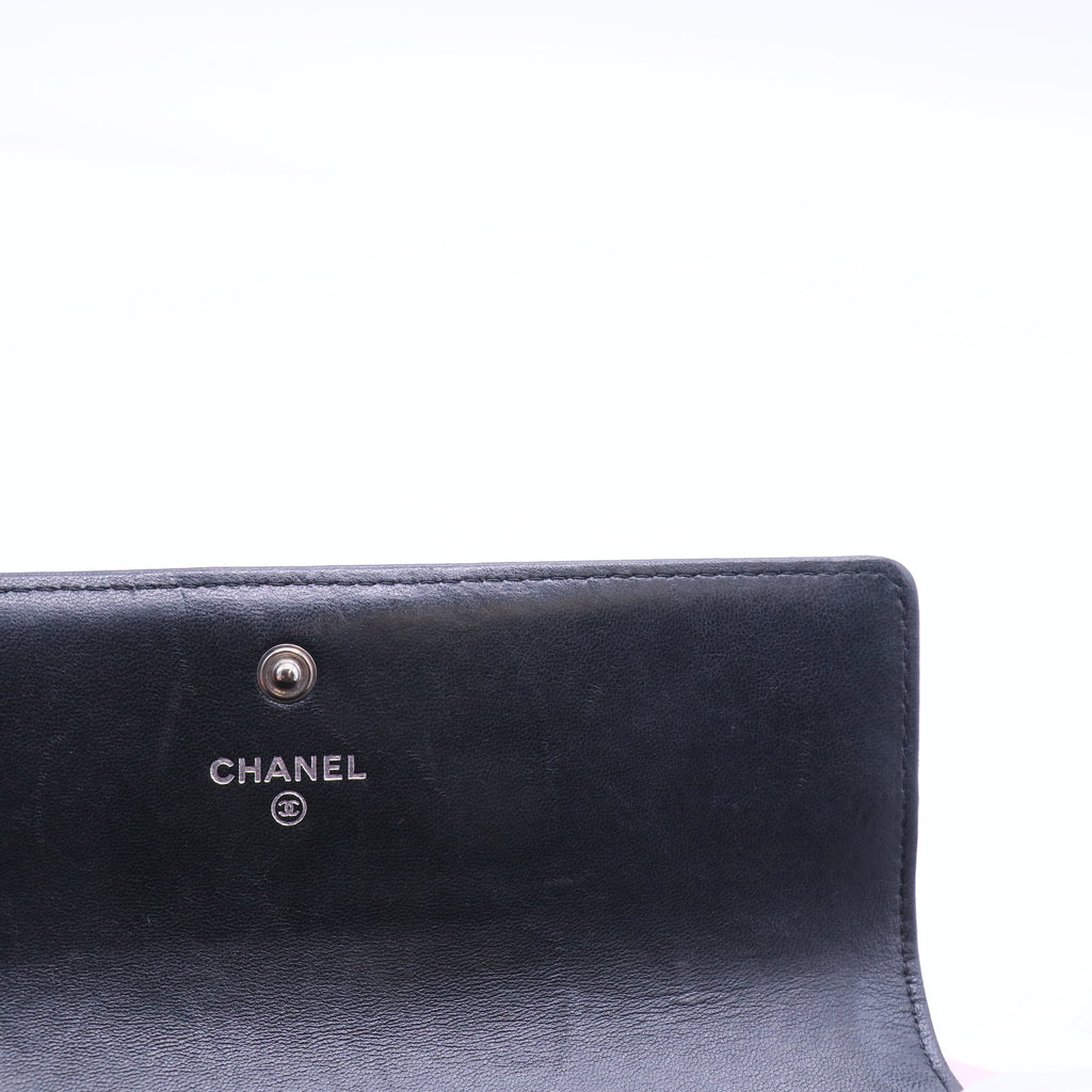 Boy Long Flap Wallet | Black Lambskin twins