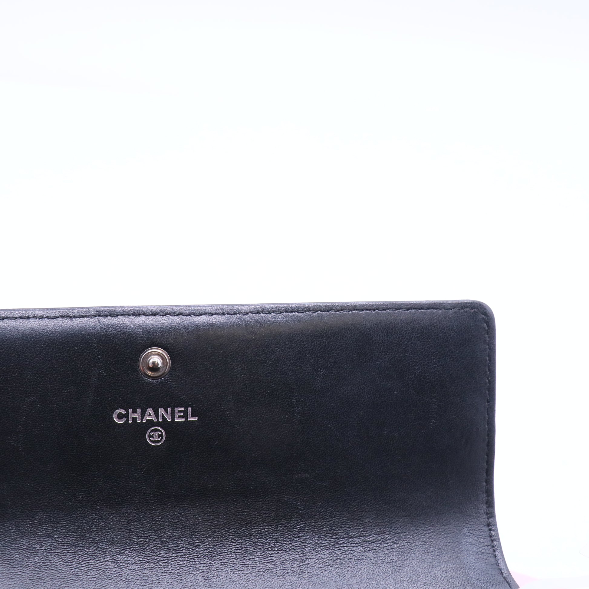 Boy Long Flap Wallet | Black Lambskin twins