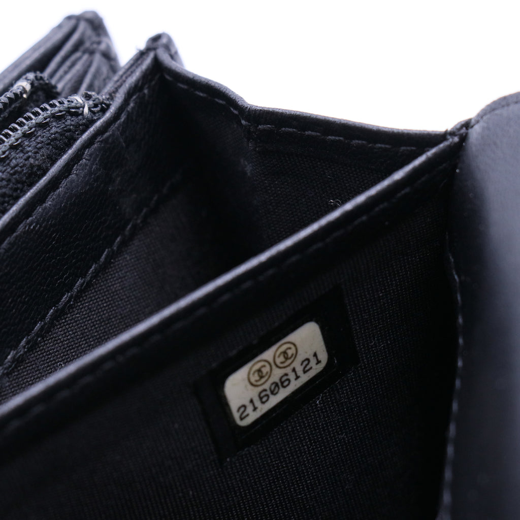 Boy Long Flap Wallet | Black Lambskin twins