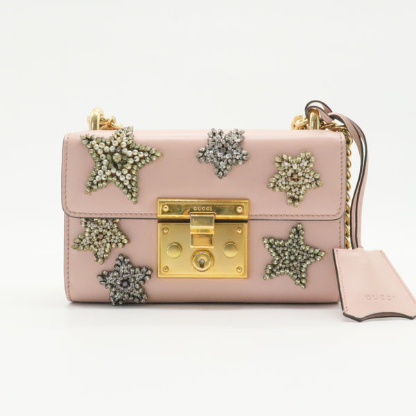 Padlock Shoulder Bag Embellished Leather Small