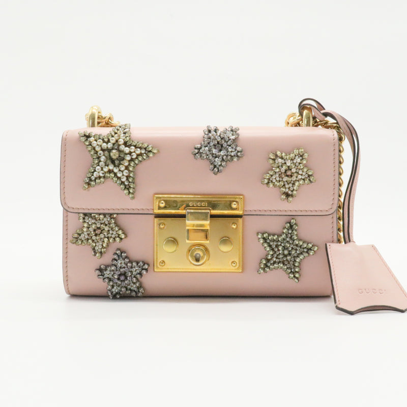 Padlock Shoulder Bag Embellished Leather Small