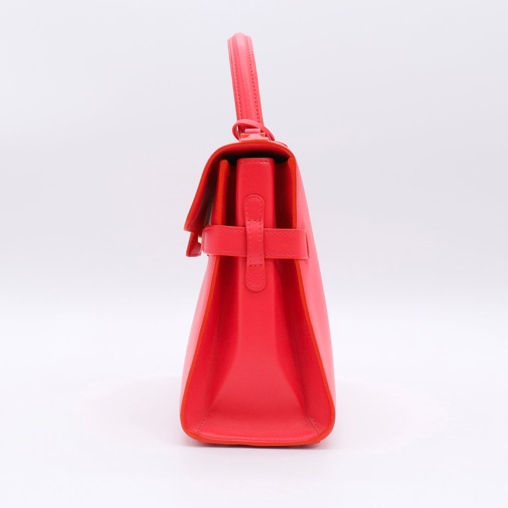 Calfskin MM Tempete Satchel Coral twins