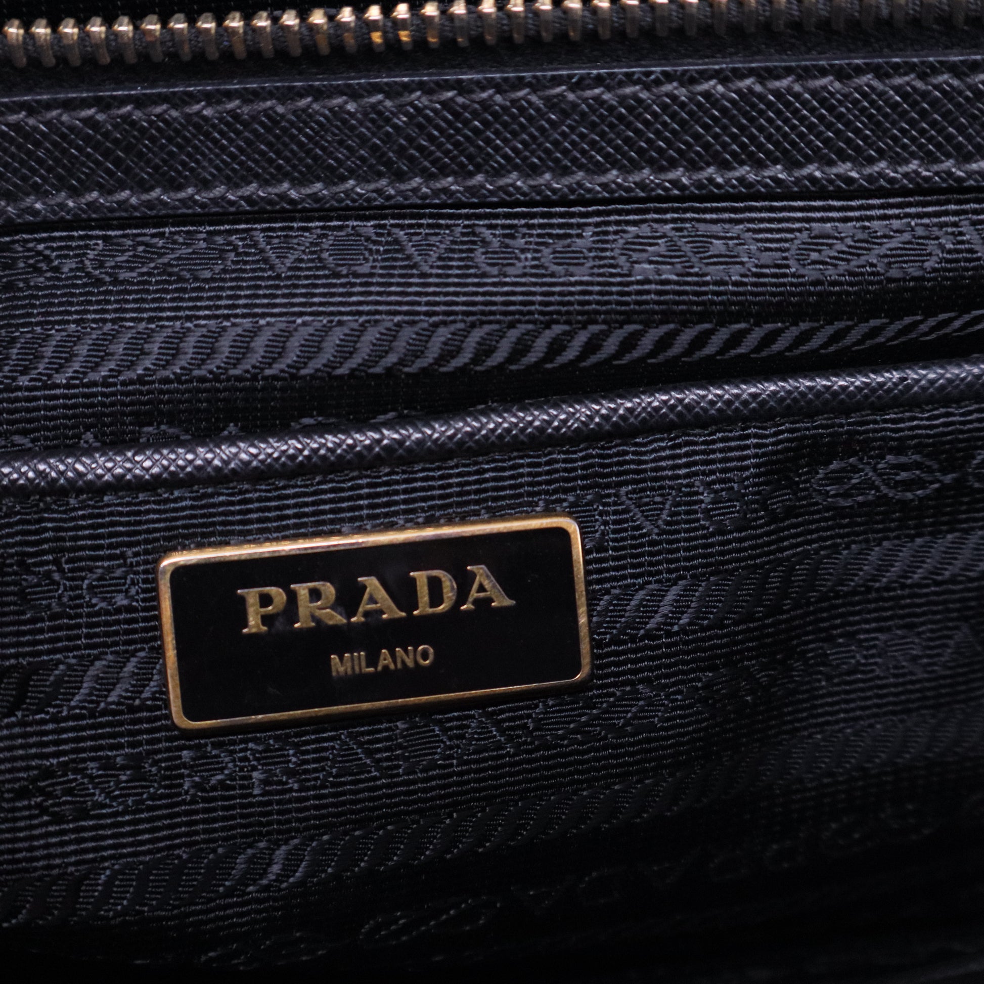 Black Saffiano Lux Leather Large Double Zip Tote